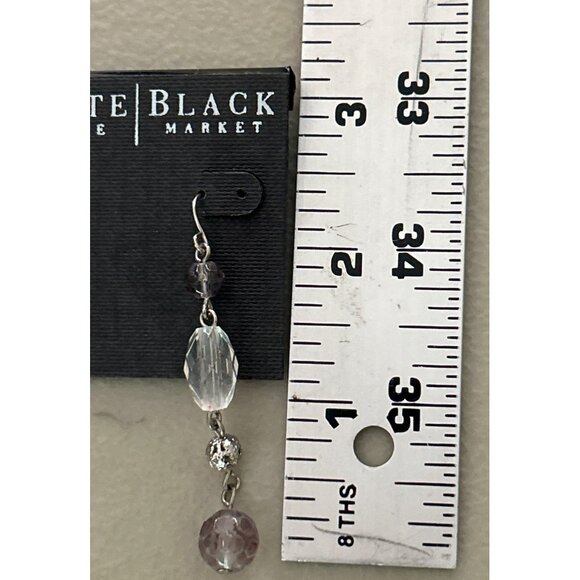 WHBM Set Of 2 Dangle Earrings Red & Clear Beads Silver Accents - Picture 5 of 6